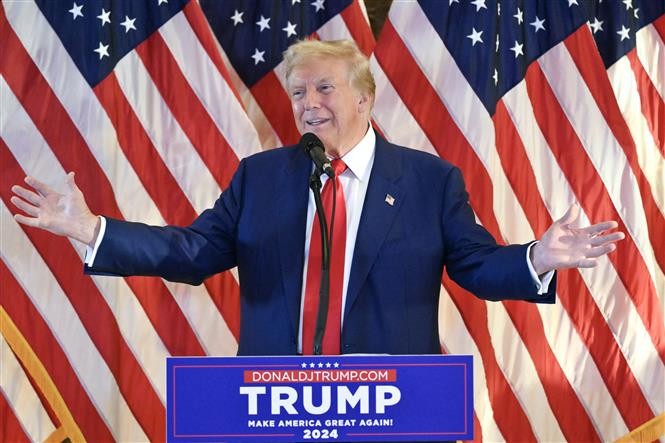 Cựu Tổng thống Mỹ Donald Trump phát biểu họp báo tại New York, ngày 31/5/2024. Ảnh: AFP/TTXVN