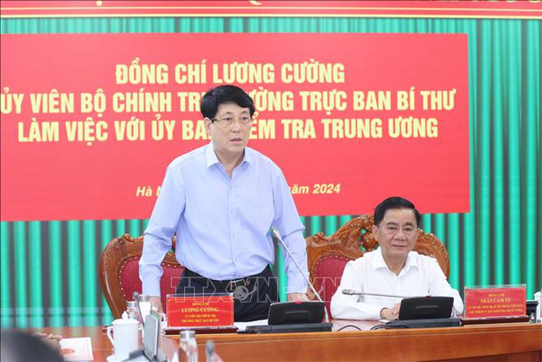 Thường trực Ban Bí thư Lương Cường làm việc với Ủy ban Kiểm tra Trung ương- Ảnh 1.