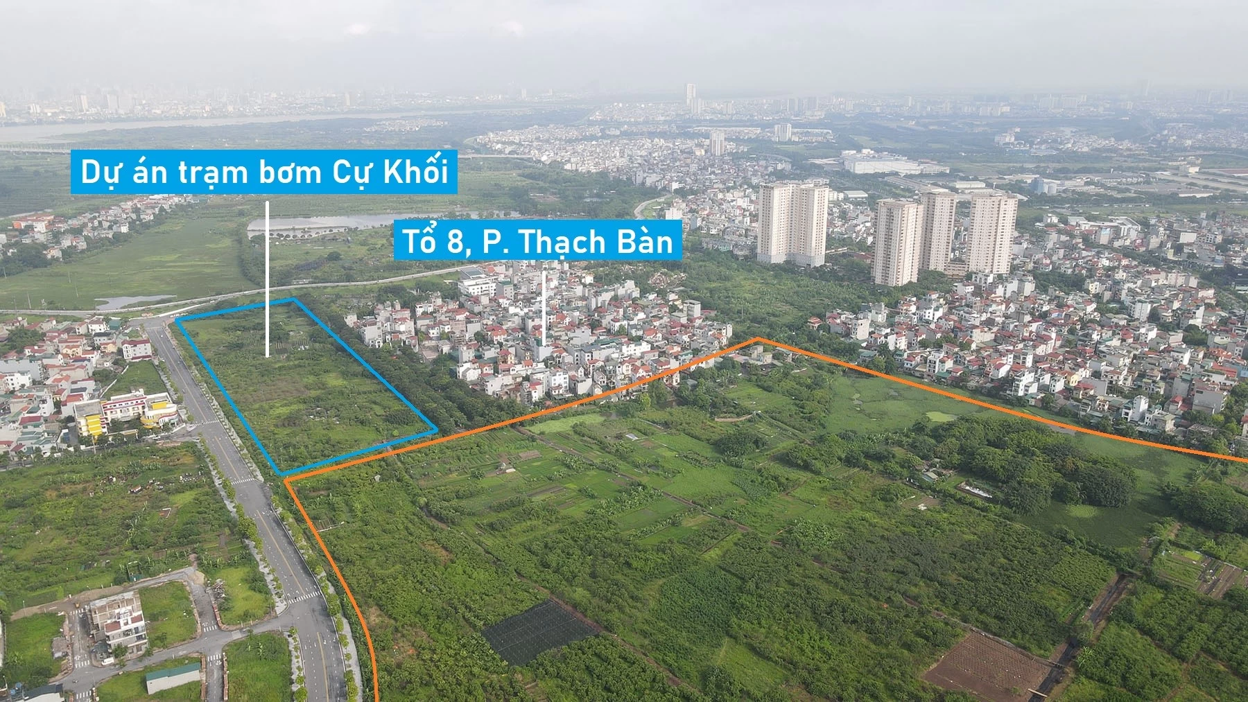 Toàn cảnh khu đất sẽ xây hồ điều hòa Cự Khối hơn 30 ha ở quận Long Biên