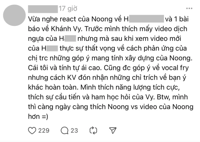 Ý kiến so sánh Khánh Vy và H.L