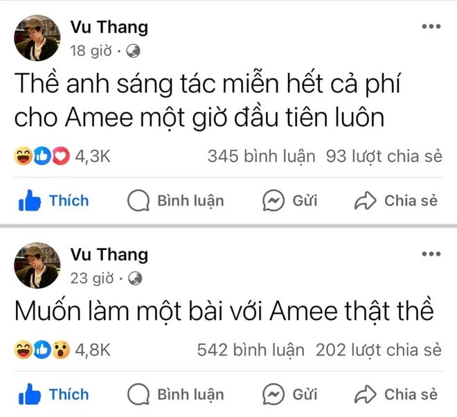 Loạt trạng thái khiếm nhã của Thắng hướng về AMEE.