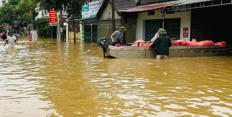 Nhiều thôn của xã Sơn Đông, huyện Lập Thạch bị ngập sâu.