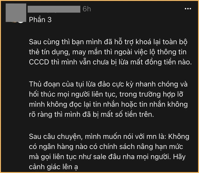 Một trường hợp suýt bị lừa mất gần 10 triệu vì chiêu trò giả danh nhân viên ngân hàng, gửi tin nhắn hướng dẫn thao tác nâng hạn mức thẻ tín dụng