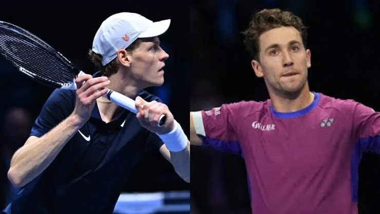 Sinner (bên trái) dự kiến sẽ gặp đương kim vô địch Madrid Open, Ruud (bên phải) ở tứ kết Rome Open.