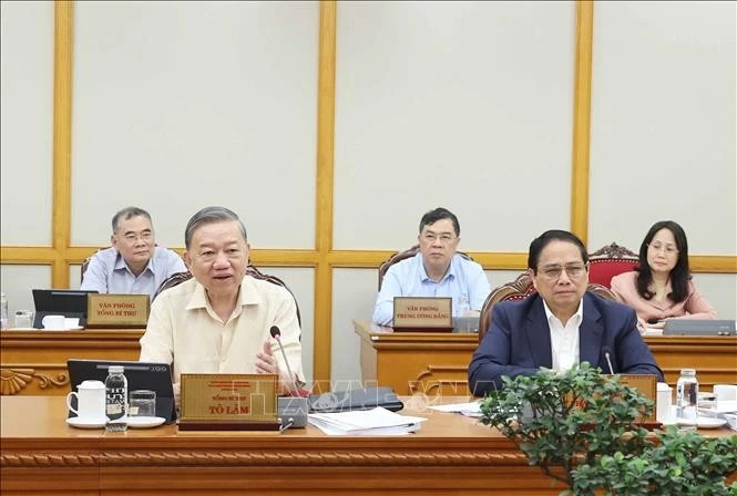 Tổng Bí thư Tô Lâm phát biểu. (Ảnh: Thống Nhất/TTXVN)