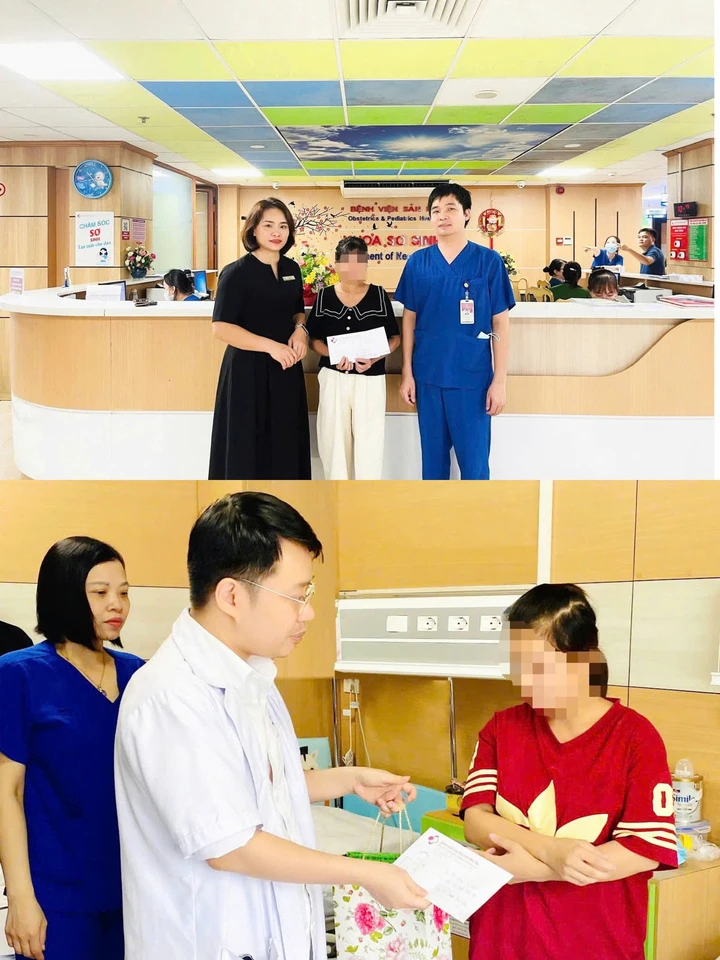 Quỹ hỗ trợ BN có hoàn cảnh khó khăn của bệnh viện và tập thể cán bộ Khoa Sơ sinh BV Sản Nhi tỉnh Phú Thọ hỗ trợ chi phí sinh hoạt cho gia đình bệnh nhi.