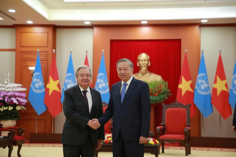 Tổng Bí thư Tô Lâm tiếp Tổng Thư ký Liên Hợp Quốc Antonio Guterres- Ảnh 1. Tổng Bí thư Tô Lâm tiếp Tổng Thư ký Liên Hợp Quốc Antonio Guterres- Ảnh 1.