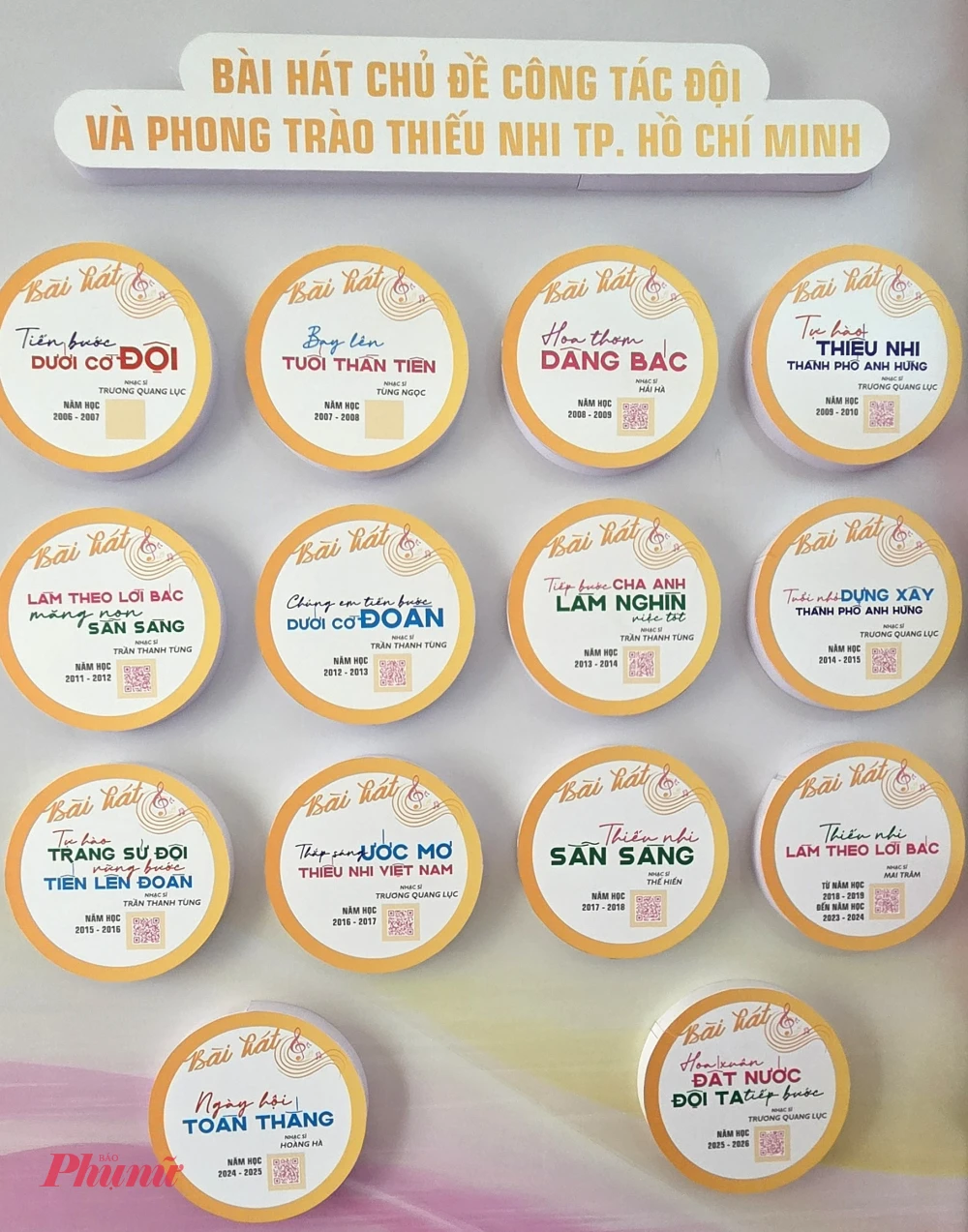 Triển lãm dấu ấn 50 năm nền văn học - nghệ thuật thiếu nhi TPHCM Góc giới thiệu những ca khúc thiếu nhi đi cùng năm tháng.