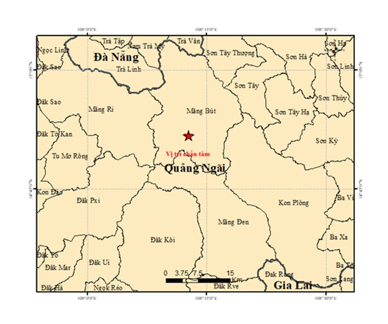 6 trận động đất xảy ra tại xã Măng Bút, tỉnh Quảng Ngãi, có trận 4 độ- Ảnh 1.