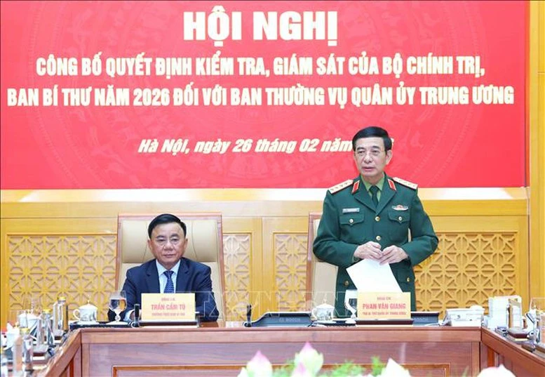 Hội nghị công bố quyết định kiểm tra, giám sát của Bộ Chính trị, Ban Bí thư đối với Ban Thường vụ Quân ủy Trung ương- Ảnh 3.