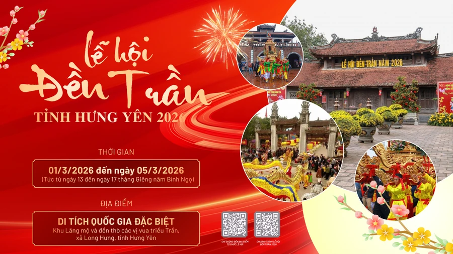 Lễ hội đền Trần năm 2026 được tổ chức với quy mô cấp tỉnh trong 5 ngày, từ ngày 1 đến 5/3.