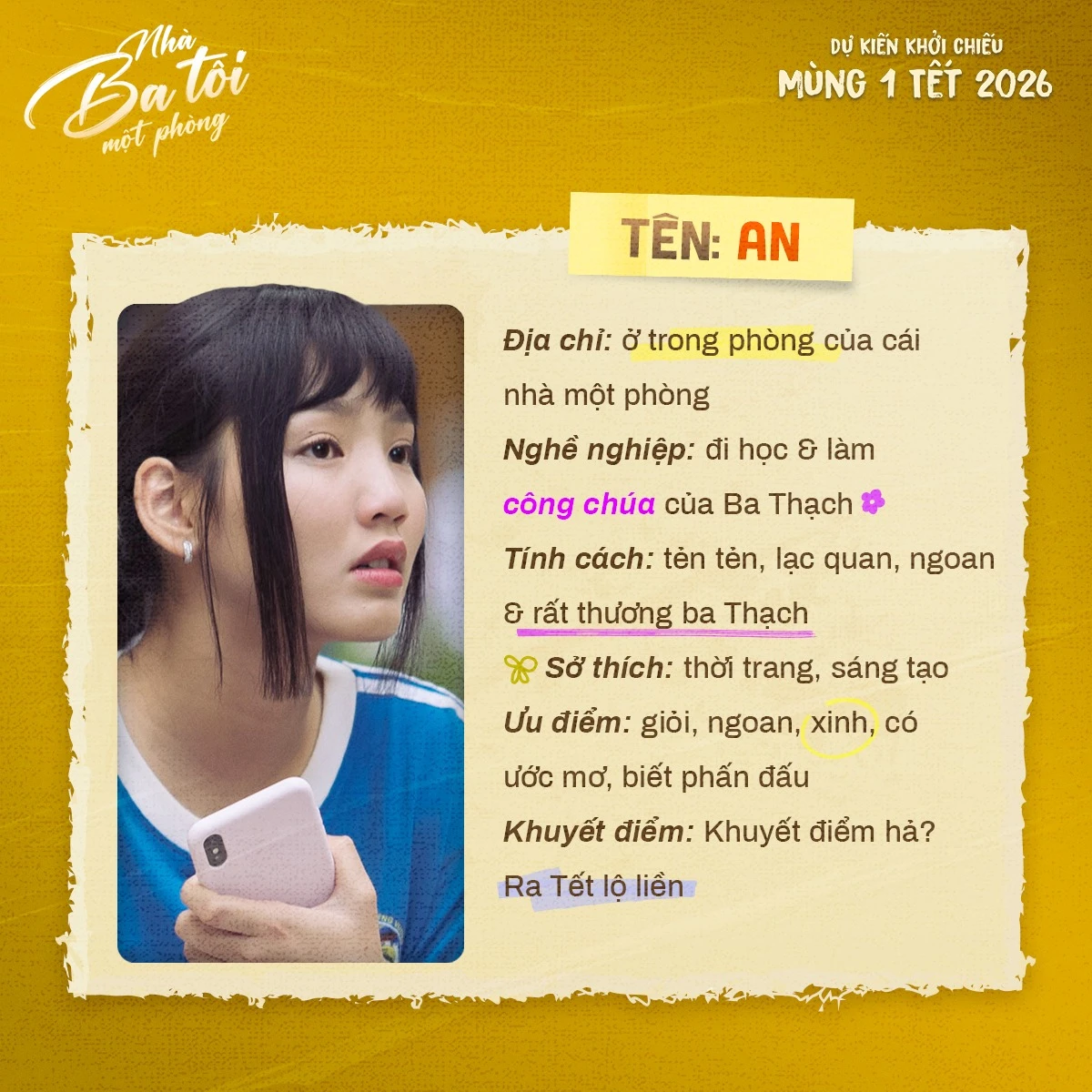 Tính cách nhân vật của Minh Anh trong phim mới khá giống cô ngoài đời - Ảnh: Nhà ba tôi một phòng movie