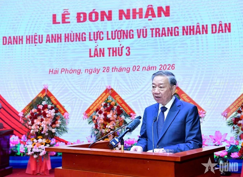 Phát biểu của Tổng Bí thư Tô Lâm tại Lễ đón nhận danh hiệu Anh hùng LLVTND của Quân chủng Hải quân- Ảnh 1.