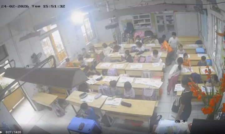 Hình ảnh tại lớp học hôm diễn ra sự việc.
