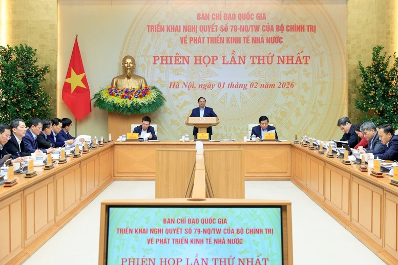 Thủ tướng chủ trì phiên họp thứ nhất Ban Chỉ đạo triển khai Nghị quyết số 79-NQ/TW về phát triển kinh tế nhà nước- Ảnh 1. Thủ tướng chủ trì phiên họp thứ nhất Ban Chỉ đạo triển khai Nghị quyết số 79-NQ/TW về phát triển kinh tế nhà nước- Ảnh 1.