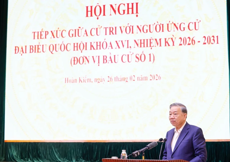 Tổng Bí thư Tô Lâm dự Hội nghị tiếp xúc giữa cử tri với người ứng cử đại biểu Quốc hội khóa XVI tại Hà Nội- Ảnh 4.