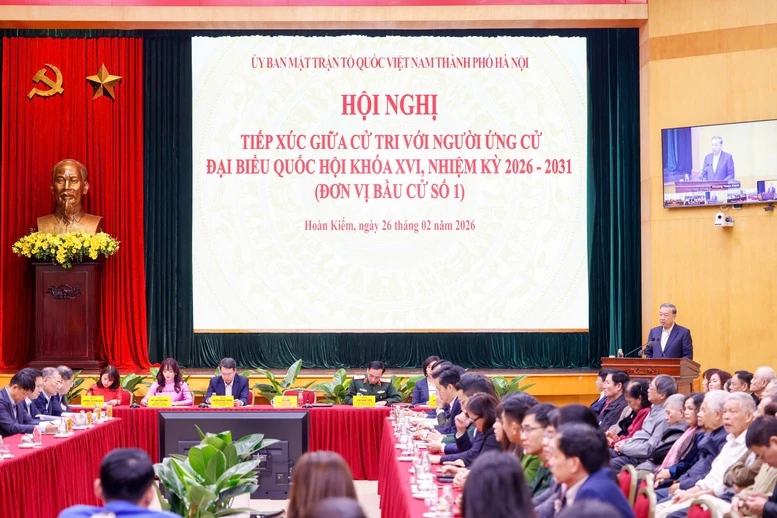 Tổng Bí thư Tô Lâm dự Hội nghị tiếp xúc giữa cử tri với người ứng cử đại biểu Quốc hội khóa XVI tại Hà Nội- Ảnh 5.