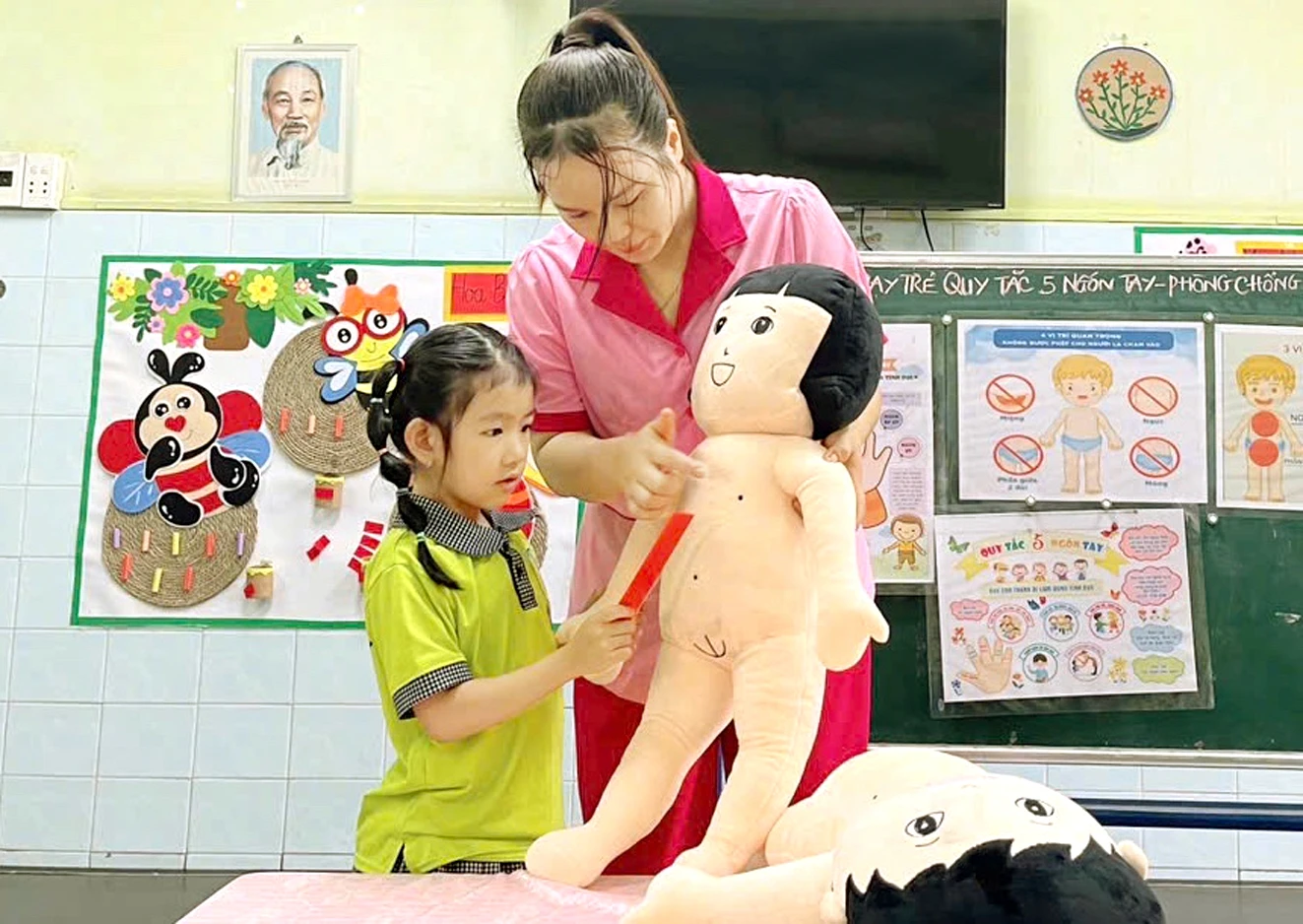 Trẻ mầm non tại làng thiếu niên Thủ Đức trong một tiết học về giới tính