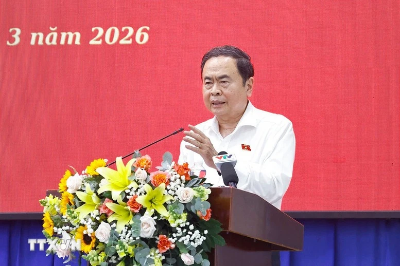 Chủ tịch Quốc hội Trần Thanh Mẫn dự Hội nghị tiếp xúc giữa cử tri với người ứng cử đại biểu Quốc hội khóa XVI- Ảnh 7.