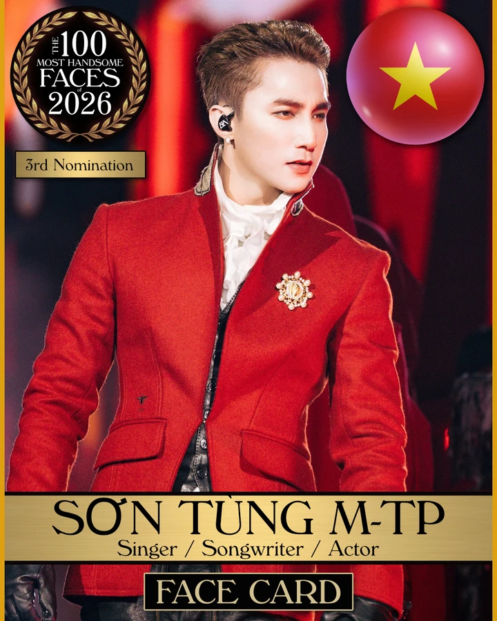 Sơn Tùng M-TP lọt đề cử 100 gương mặt đẹp trai nhất thế giới năm 2026.