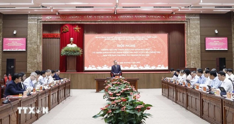 Tổng Bí thư Tô Lâm: Ban Thường vụ Thành ủy Hà Nội cần tiếp tục phát huy cao độ tinh thần làm việc quyết liệt- Ảnh 2. Tổng Bí thư Tô Lâm: Ban Thường vụ Thành ủy Hà Nội cần tiếp tục phát huy cao độ tinh thần làm việc quyết liệt- Ảnh 2.