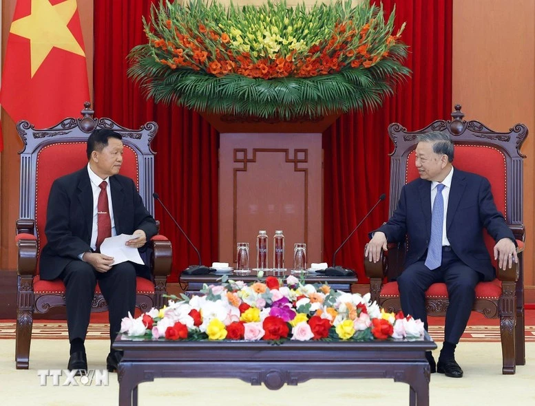 Tổng Bí thư Tô Lâm tiếp Đoàn đại biểu cấp cao Bộ Công an Lào- Ảnh 2.
