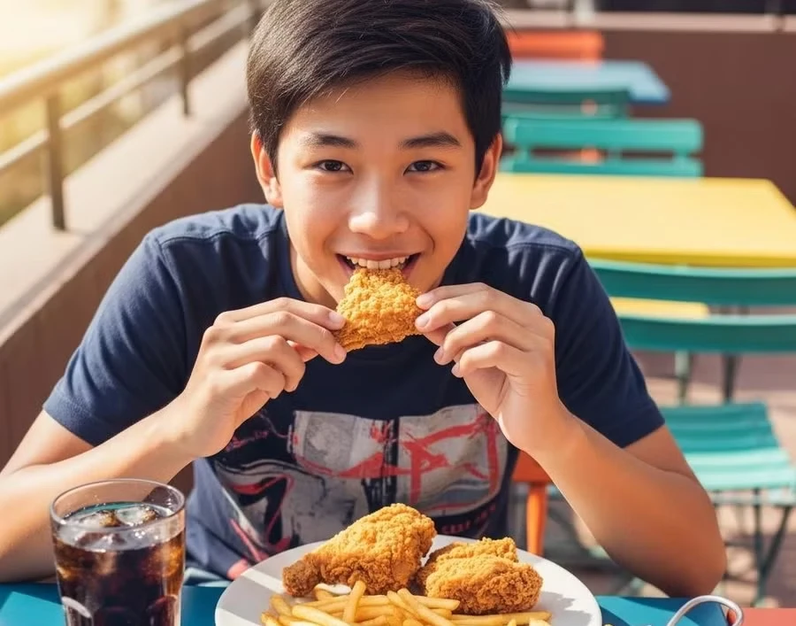 Các thói quen phổ biến như lạm dụng đồ ăn nhanh, nước ngọt có gas, ăn quá mặn, thức khuya... làm tăng nguy cơ suy thận. Ảnh minh họa: AI.