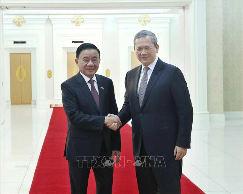 Thường trực Ban Bí thư Trần Cẩm Tú hội kiến Thủ tướng Campuchia Hun Manet- Ảnh 1.